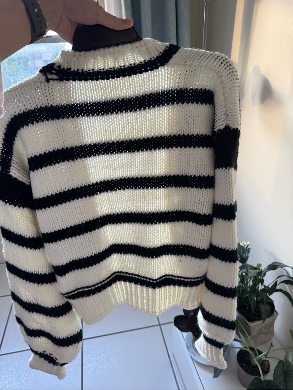 & Other Stories Black and White Striped Button Cardigan - Picture 6 of 7